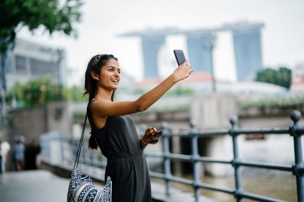 An Indian tourist in Singapore.