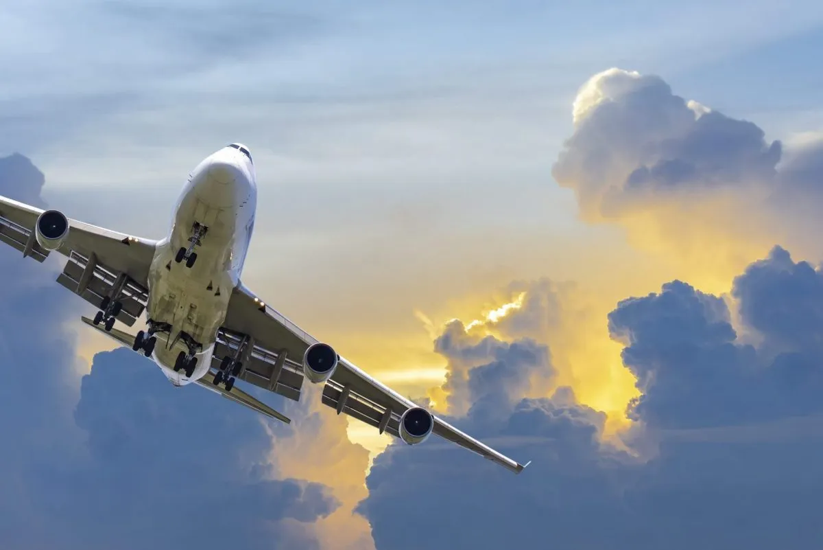 Airplane diverting its path